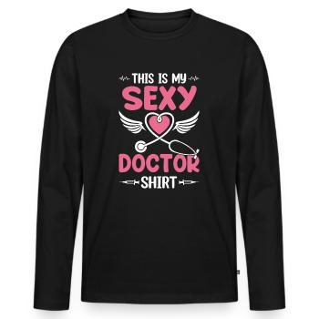 C’est ma chemise de médecin sexy - Hospital Doctor Lif - T-shirt manches longues Premium bio Homme - noir - Devant - Nico (187cm)