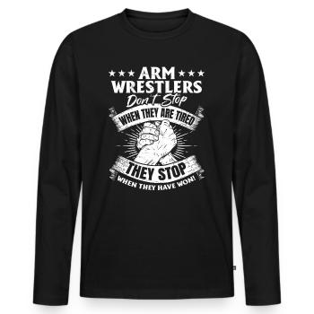 Bras de fer Bras De Fer Dire Bras De Fer - T-shirt manches longues Premium bio Homme - noir - Devant - Nico (187cm)