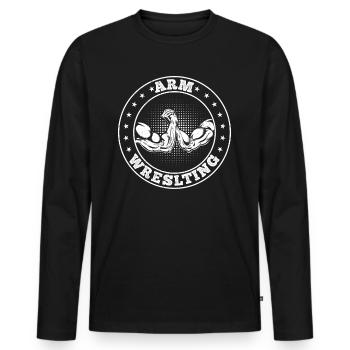 Bras de fer Bras de fer Bras de fer - T-shirt manches longues Premium bio Homme - noir - Devant - Nico (187cm)