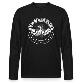 Bras de fer Bras de fer Bras de fer Armwrestli - T-shirt manches longues Premium bio Homme - noir - Devant - Nico (187cm)