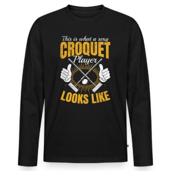 Croquet Game - sexy Croquet player - Men's Premium Organic Long Sleeve Shirt - black - Front - Nico (187cm)