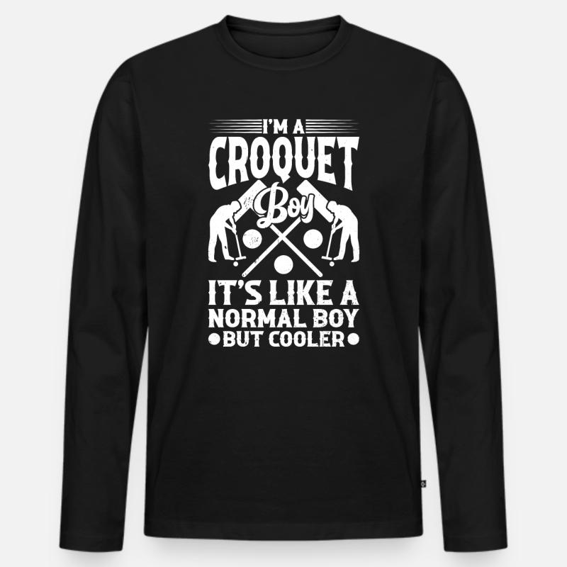 Croquet Boy Croquet Player Boy - Männer Premium Bio Langarmshirt - Schwarz