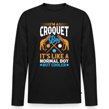 Joueur de croquet garçon Croquet garçon - T-shirt manches longues Premium bio Homme - noir - Devant - Nico (187cm)