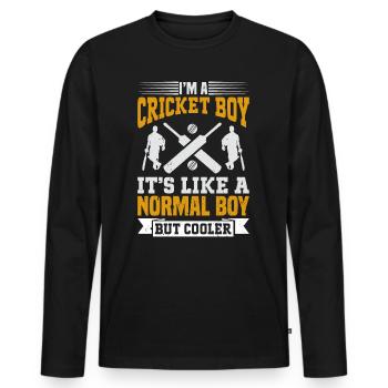 Je suis un garçon de cricket - Garçon de cricket - T-shirt manches longues Premium bio Homme - noir - Devant - Nico (187cm)