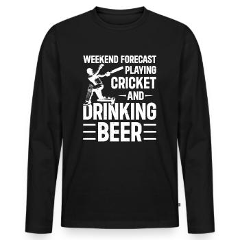 Weekend Forecast Playing Cricket And Drinking Beer - Männer Premium Bio Langarmshirt - Schwarz - Vorne - Nico (187cm)