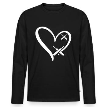 Cricket Heart Cricketing Cricket Player Cricket He - Men's Premium Organic Long Sleeve Shirt - black - Front - Nico (187cm)