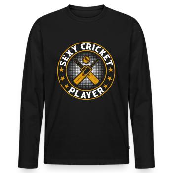 Jeu de cricket - Joueur de cricket sexy - T-shirt manches longues Premium bio Homme - noir - Devant - Nico (187cm)