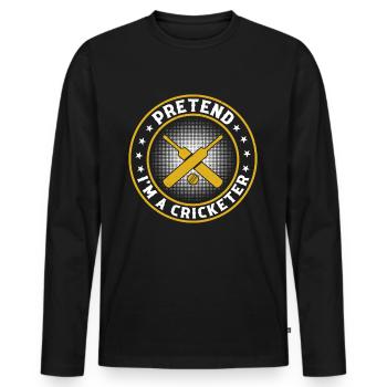 Faire semblant d’être un joueur de cricket - Joueur de cricket Cricketin - T-shirt manches longues Premium bio Homme - noir - Devant - Nico (187cm)