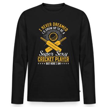 Jeu de cricket Cricketing - Super Sexy Cricket Playe - T-shirt manches longues Premium bio Homme - noir - Devant - Nico (187cm)