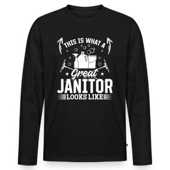This Is What A Great Janitor Looks Like - Janitor - Men's Premium Organic Long Sleeve Shirt - black - Front - Nico (187cm)