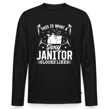 Voici à quoi ressemble un concierge sexy - Sexy Jani - T-shirt manches longues Premium bio Homme - noir - Devant - Nico (187cm)