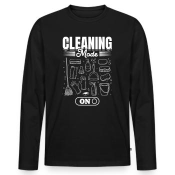 Housekeeper Janitor - Cleaning Mode On - Men's Premium Organic Long Sleeve Shirt - black - Front - Nico (187cm)