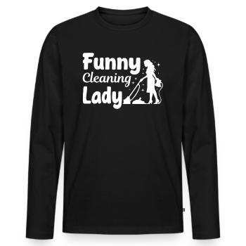 Femme de ménage Femme de ménage - Drôle de femme de ménage - T-shirt manches longues Premium bio Homme - noir - Devant - Nico (187cm)