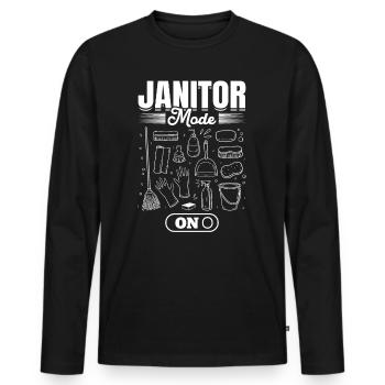 Mode Concierge activé - Concierge drôle - T-shirt manches longues Premium bio Homme - noir - Devant - Nico (187cm)
