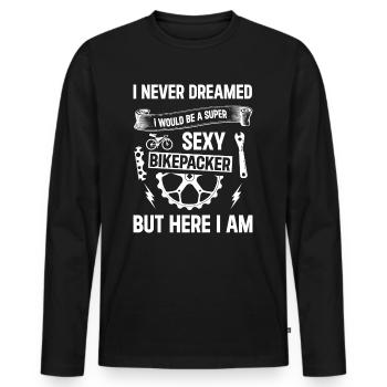 Gravel Bike Bikepacking - Super Sexy Bikepacker - Männer Premium Bio Langarmshirt - Schwarz - Vorne - Nico (187cm)