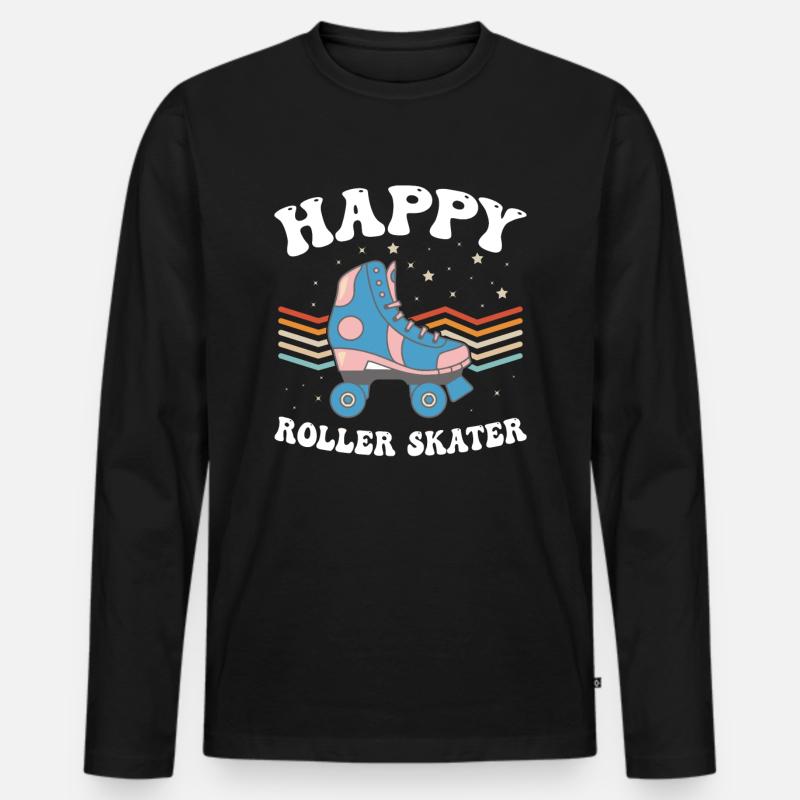 Happy Roller Skater - Roller Skates Roller Skater - Männer Premium Bio Langarmshirt - Schwarz
