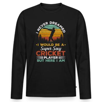 Je n’ai jamais rêvé que je serais un cricket super sexy Pl - T-shirt manches longues Premium bio Homme - noir - Devant - Nico (187cm)