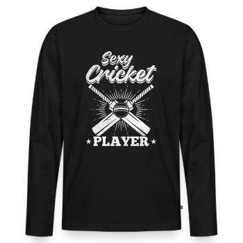 Sexy cricket Player - Männer Premium Bio Langarmshirt - Schwarz - Vorne - Nico (187cm)