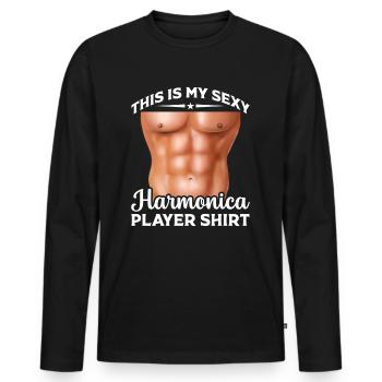 C’est ma chemise sexy de joueur d’harmonica harmonica m - T-shirt manches longues Premium bio Homme - noir - Devant - Nico (187cm)