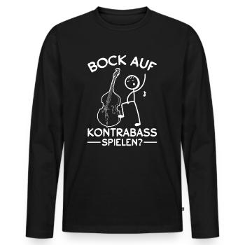 Want To Play Double Bass? Funny Double Bass Musici - Männer Premium Bio Langarmshirt - Schwarz - Vorne - Nico (187cm)