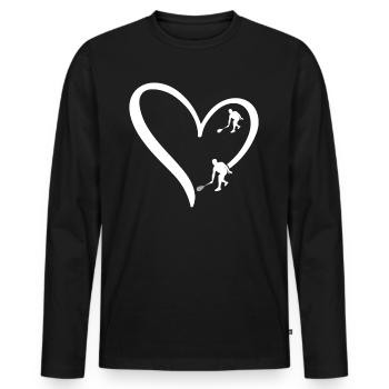 Coeur de squash Silhouette de joueur de squash Squash - T-shirt manches longues Premium bio Homme - noir - Devant - Nico (187cm)