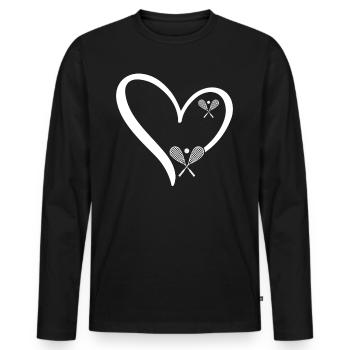 Squash Heart Raquettes de squash Joueur de squash - T-shirt manches longues Premium bio Homme - noir - Devant - Nico (187cm)