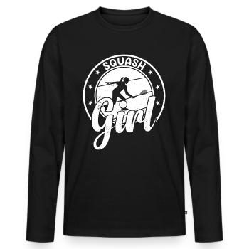 Fille de squash Joueuse de squash Fille de squash Filles de squash - T-shirt manches longues Premium bio Homme - noir - Devant - Nico (187cm)