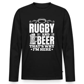 Le rugby et la bière, c’est pour ça que je suis là - Rugby - T-shirt manches longues Premium bio Homme - noir - Devant - Nico (187cm)