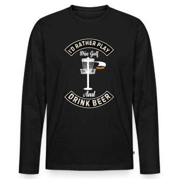 Je préfère jouer au disc golf et boire de la bière - Disc Go - T-shirt manches longues Premium bio Homme - noir - Devant - Nico (187cm)