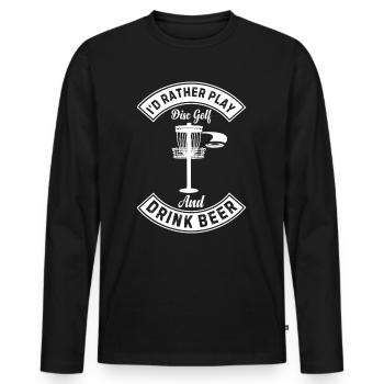 Je préfère jouer au disc golf et boire de la bière - Disc Go - T-shirt manches longues Premium bio Homme - noir - Devant - Nico (187cm)