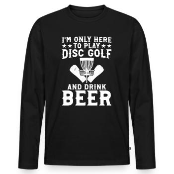 Je ne suis là que pour jouer au disc golf et boire de la bière - D - T-shirt manches longues Premium bio Homme - noir - Devant - Nico (187cm)