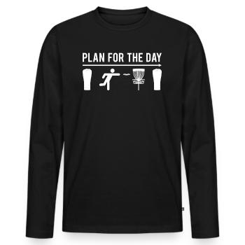 Disc Golf Player Plan for the day - Männer Premium Bio Langarmshirt - Schwarz - Vorne - Nico (187cm)