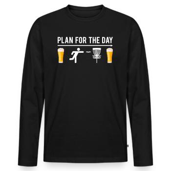 Lecteur de disc golf Plan pour la journée Disc Golf - T-shirt manches longues Premium bio Homme - noir - Devant - Nico (187cm)