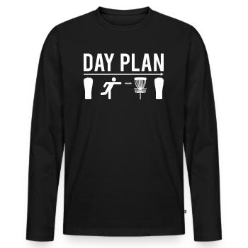 Plan de journée de disc golf Lecteur de disc golf Disc golf - T-shirt manches longues Premium bio Homme - noir - Devant - Nico (187cm)