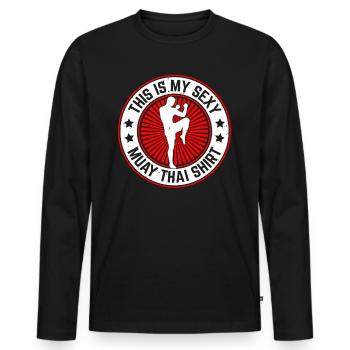 This is my sexy Muay Thai shirt Muay Thai Boxing - Männer Premium Bio Langarmshirt - Schwarz - Vorne - Nico (187cm)