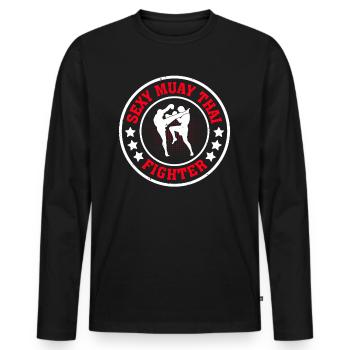 Combattant de Muay Thai - Combattant de Muay Thai sexy - T-shirt manches longues Premium bio Homme - noir - Devant - Nico (187cm)