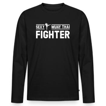 Combattant de Muay Thai - Combattant de Muay Thai sexy - T-shirt manches longues Premium bio Homme - noir - Devant - Nico (187cm)