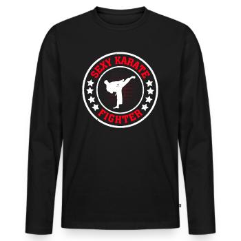Sexy Karate Fighter - Combat de karaté - T-shirt manches longues Premium bio Homme - noir - Devant - Nico (187cm)