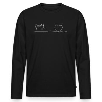 Sewing machine Sewing Heartbeat Sewing - Men's Premium Organic Long Sleeve Shirt - black - Front - Nico (187cm)