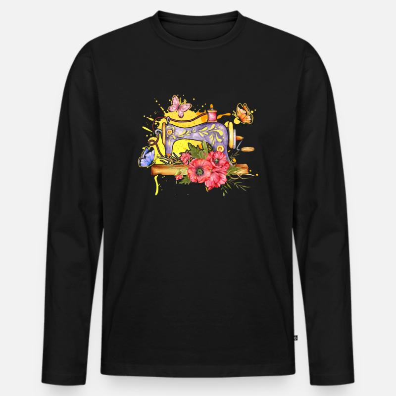 Seamstress Sewing Lover Sewing Machine - Männer Premium Bio Langarmshirt - Schwarz