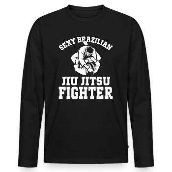 Arts martiaux Jiu Jitsu - Jiu Jitsu brésilien sexy - T-shirt manches longues Premium bio Homme - noir - Devant - Nico (187cm)