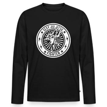 Funny Brazilian Jiu Jitsu - Sexy Jiu Jitsu Fighter - Men's Premium Organic Long Sleeve Shirt - black - Front - Nico (187cm)