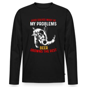 Judo solves most of my problems beer drowns the re - Men's Premium Organic Long Sleeve Shirt - black - Front - Nico (187cm)