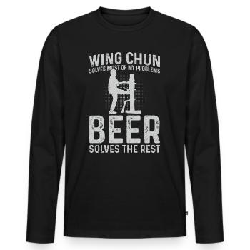 Wing Chun solves most of my problems, beer solves - Men's Premium Organic Long Sleeve Shirt - black - Front - Nico (187cm)