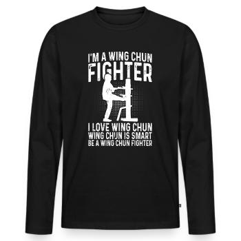 Wing Chun - Je suis un combattant de Wing Chun. J’adore Wing C - T-shirt manches longues Premium bio Homme - noir - Devant - Nico (187cm)