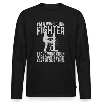 Je suis un combattant de Wing Chun. J’adore le Wing Chun - T-shirt manches longues Premium bio Homme - noir - Devant - Nico (187cm)