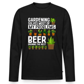 Gardening solves most of my problems beer drowns t - Men's Premium Organic Long Sleeve Shirt - black - Front - Nico (187cm)