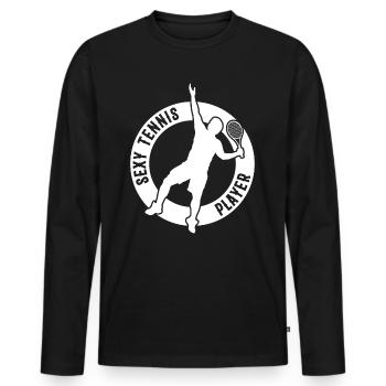 Tennis Sports Joueur de tennis - Joueur de tennis sexy - T-shirt manches longues Premium bio Homme - noir - Devant - Nico (187cm)