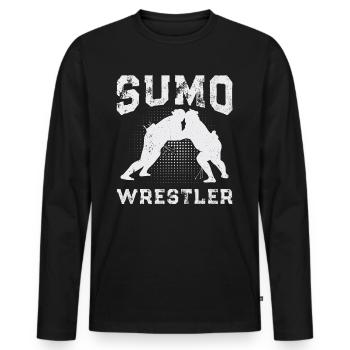 Combattant de sumo Lutteur de sumo Lutte de sumo - T-shirt manches longues Premium bio Homme - noir - Devant - Nico (187cm)