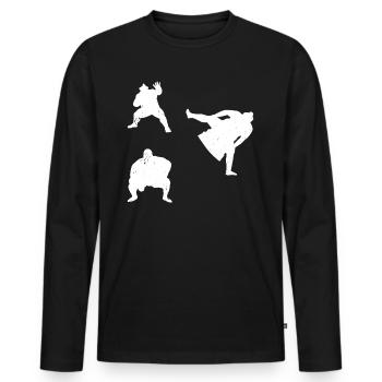 Sumo Silhouettes Sumo Wrestling Sumo Fighter - Männer Premium Bio Langarmshirt - Schwarz - Vorne - Nico (187cm)
